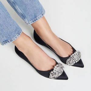 Badgley Mischka Octavia flats embellished black satin size 7